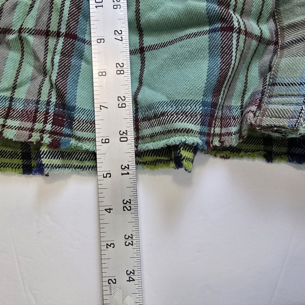Free People We The Free Moon Bay Mixed Plaid Top Blue - Picture 7 of 8